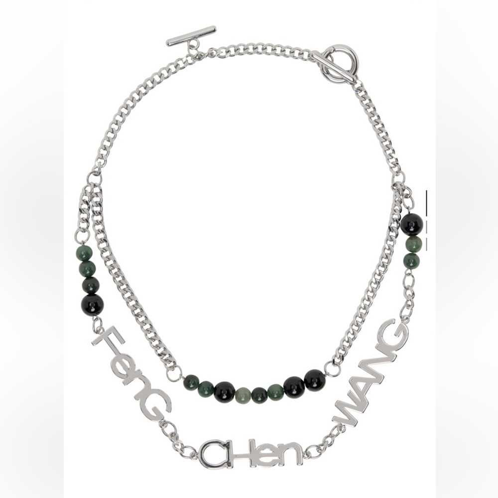 Feng Chen Wang ｜Silver and Green Beaded Necklace